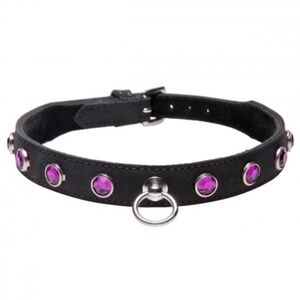 Leather Rhinestone Collar- Amethyst NWT